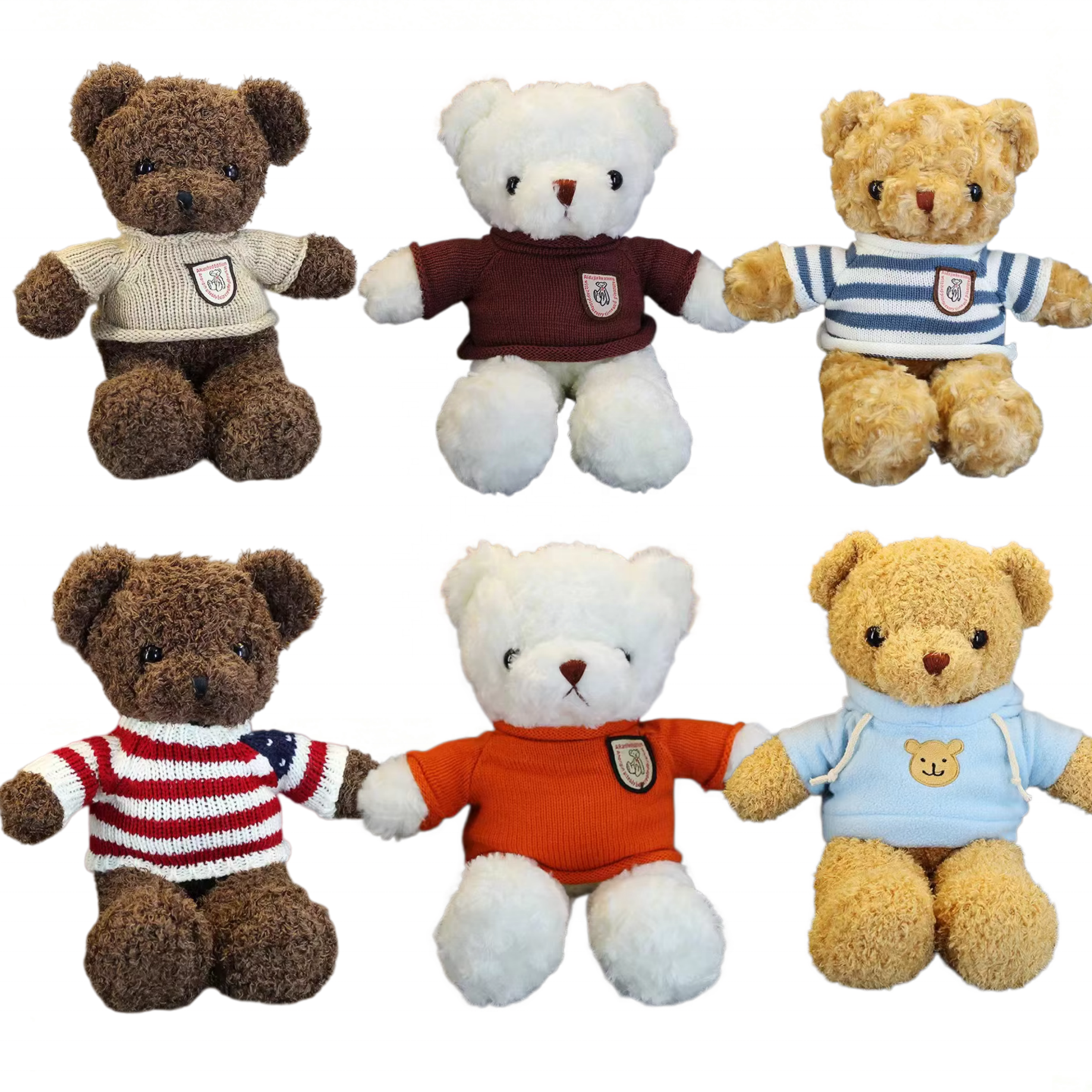 Unisex Mini Teddy Bear Plush Toy Super Soft PP Cotton Filled Washed Plush Bear With Shirt Comfort Stuffed Doll Wholesale
