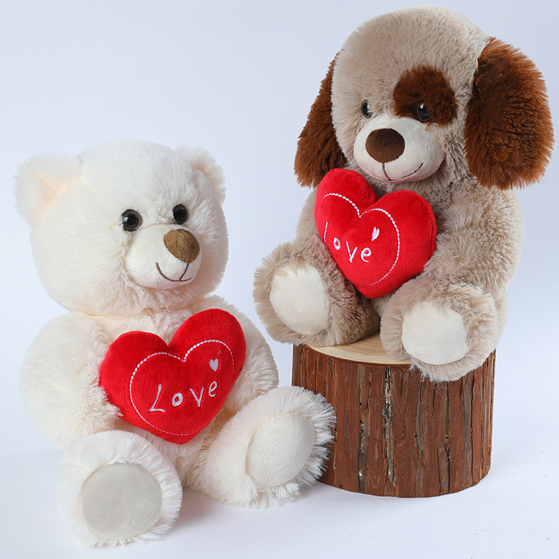 Christmas Teddy Bear New Stuffed Animal Toys Plush Stuffed Love Teddy Bear With Heart Cute Style Valentine's Day Gift