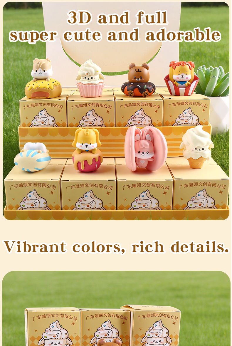 Cute Beans Sitting in a Row - Mini Hamster Plush Blind Box IP Trendy Toy Blind Bag Resin Small Ornaments
