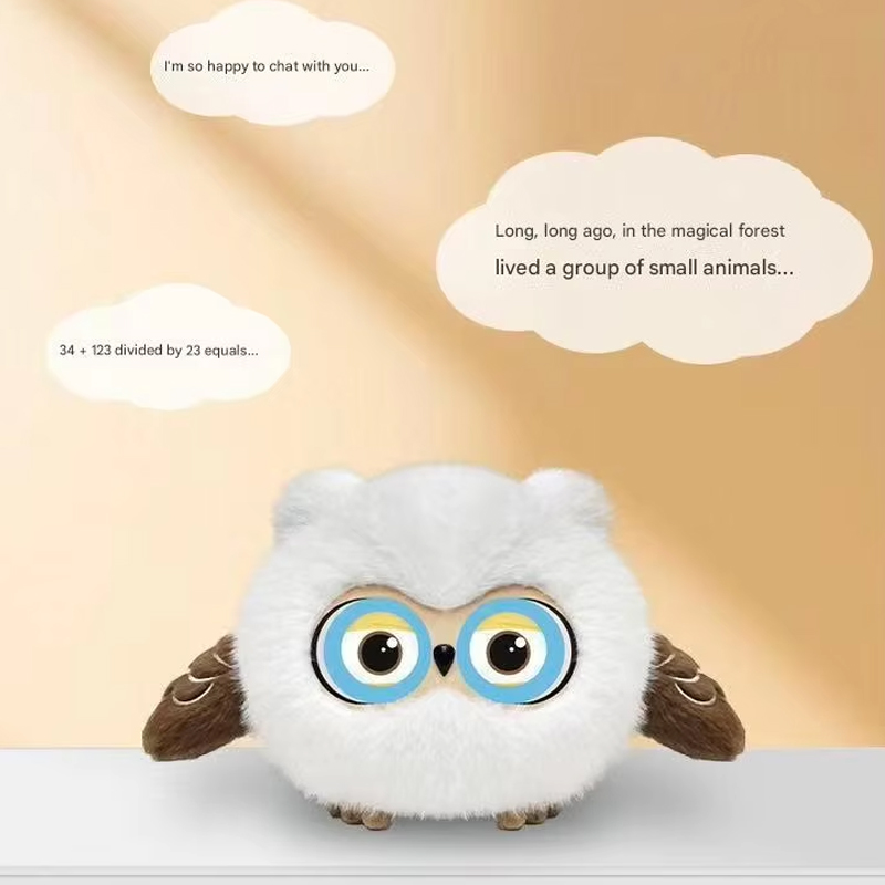 AI Smart Super Soft PP Cotton Plush Toys ChatGPT Owl Double-eye Emotion WIFI Interactive Companion Doll USB Charging Birthday