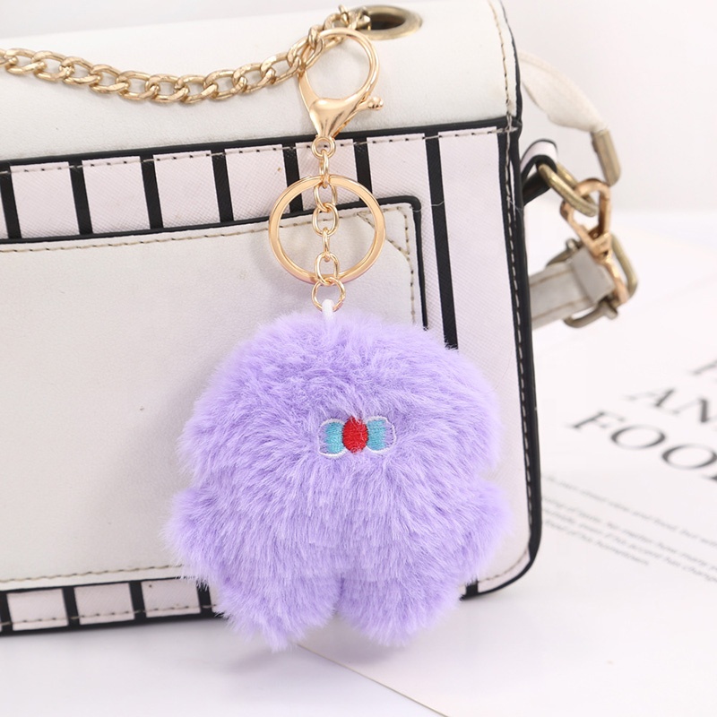 Cute Soft Plush Lightweight Key Chains Custom Pom Pom Fluffy Doll Toys Bag Holdler Pendant