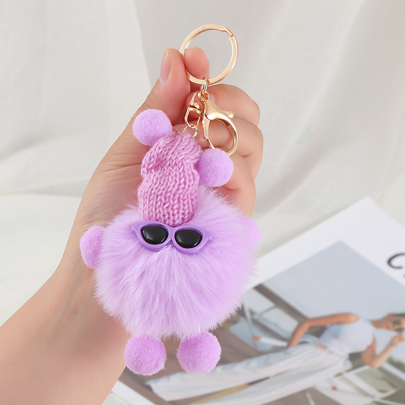 Elf Plush Keychain Toy Soft Rabbit Fur Plush Ball Keychain Plush Doll Car Bag Pendant Cute Anime Plush Pomball Keychain