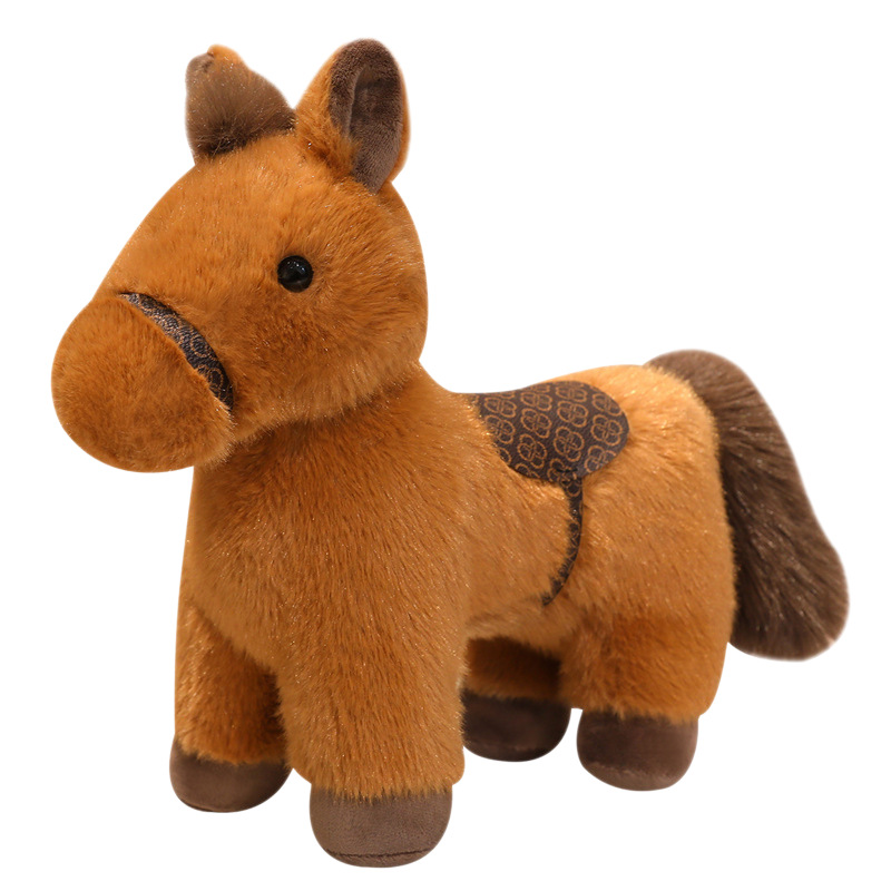 Super Soft Cute Pony Plush Toy Doll Year of the Horse Mascot Stuffed Animal Toys for Gift and Home Decoration