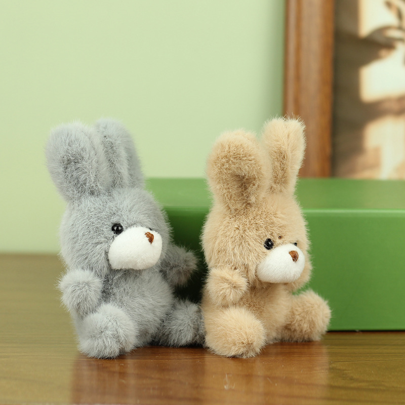 Wholesale Cute Bunny Keychains Custom Design Fluffy Rabbit Plush Toys Stuffed Animal Teddy Bear PP Cotton Promotion Gift