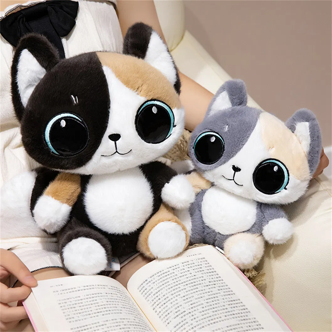 Fluffy Cat Plush Collectible Soft Big Eyes Cute Gift Mascot Toy