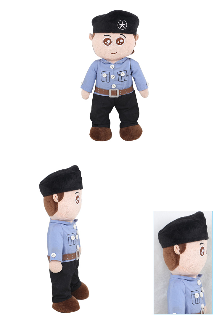 Customized 100% Polyester Plush Character Policeman Plush Doll Toys for Kids