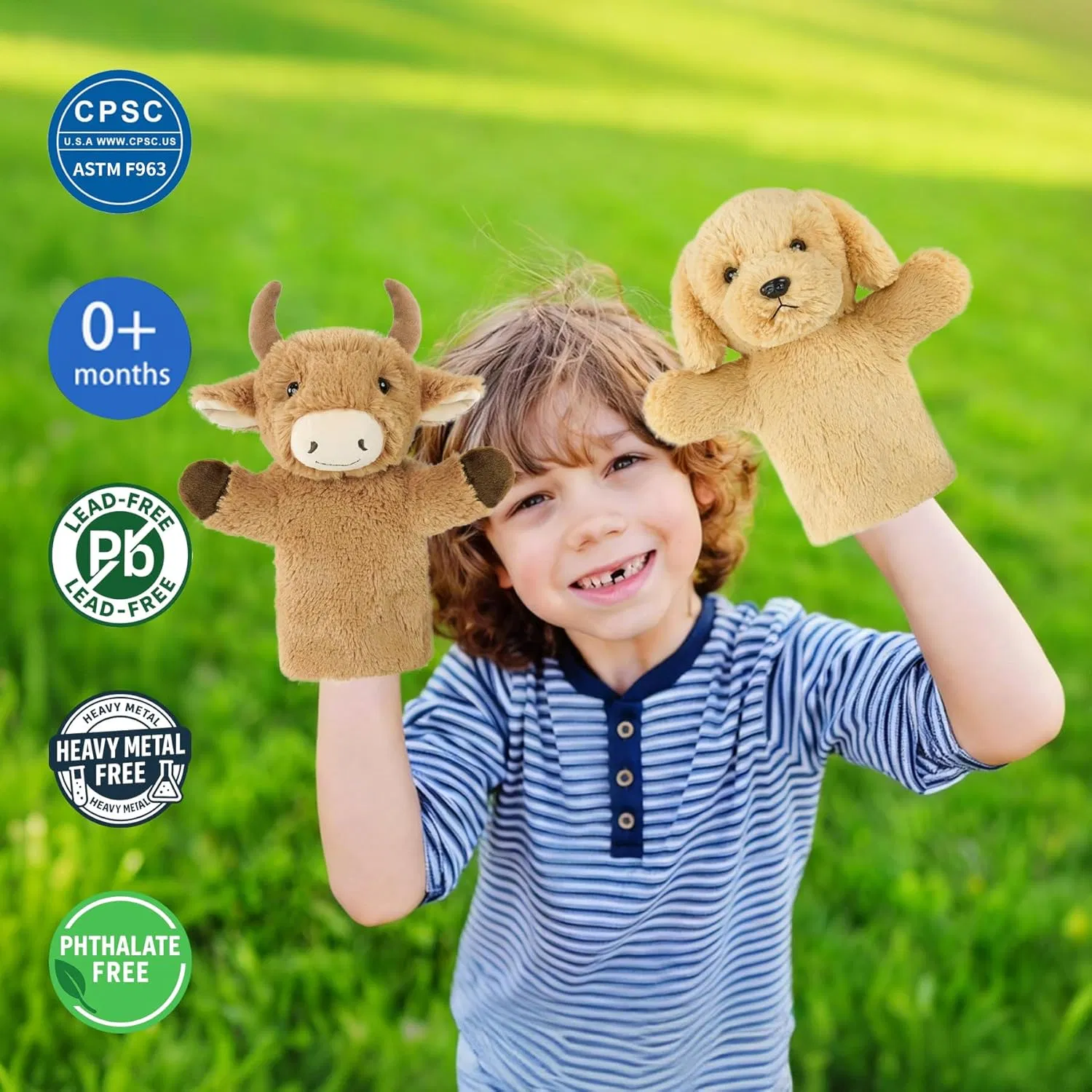 Ibay Dog Hand Puppet Domestic Animal Toy Educational Plush for Children Adults Kids Ages 4-8 Family Fun Interactive Play Storytelling Gift Dog