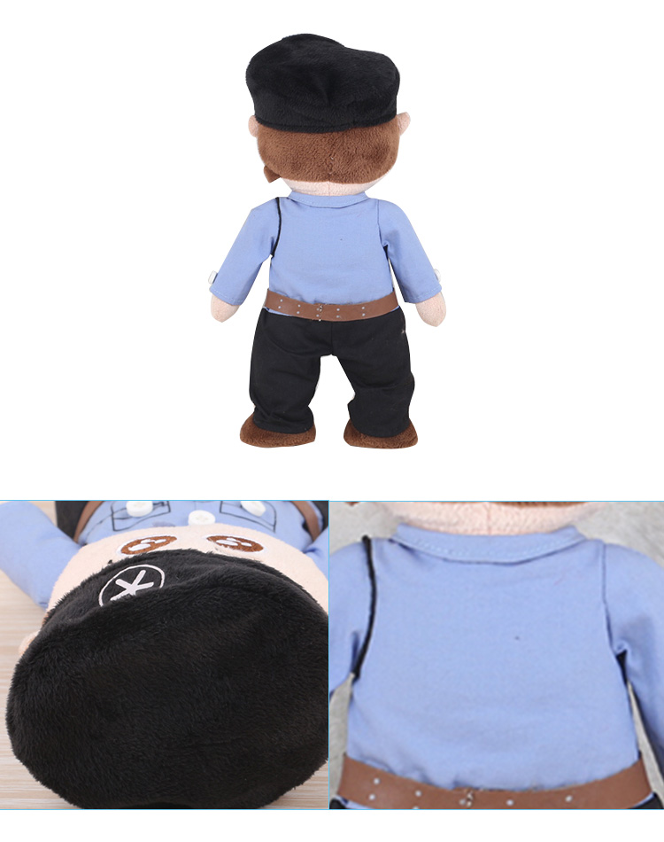 Customized 100% Polyester Plush Character Policeman Plush Doll Toys for Kids