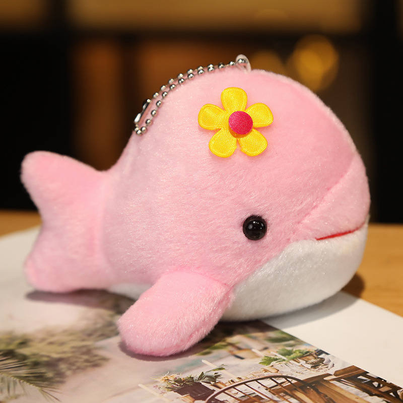 Factory Price Custom 12cm Cute Whale Plush Stuffed Animal Toys Mini Dolphin Plush Peluche Doll Keychain Dolphin Pendant