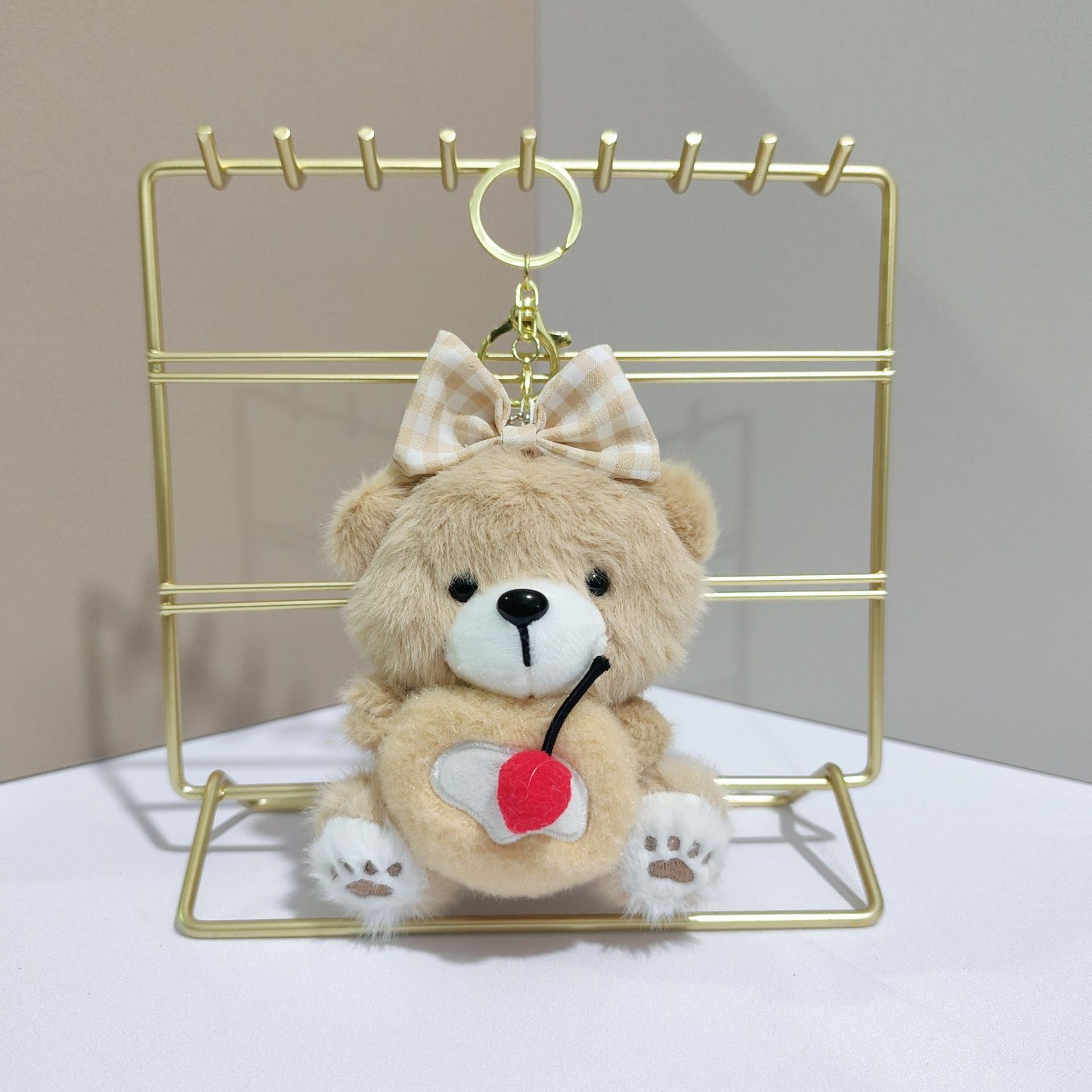 New Design Cute Cookie Bear Pendant Plush Toy Bear Teddy Doll Bag Charm Plush Keychain Customized
