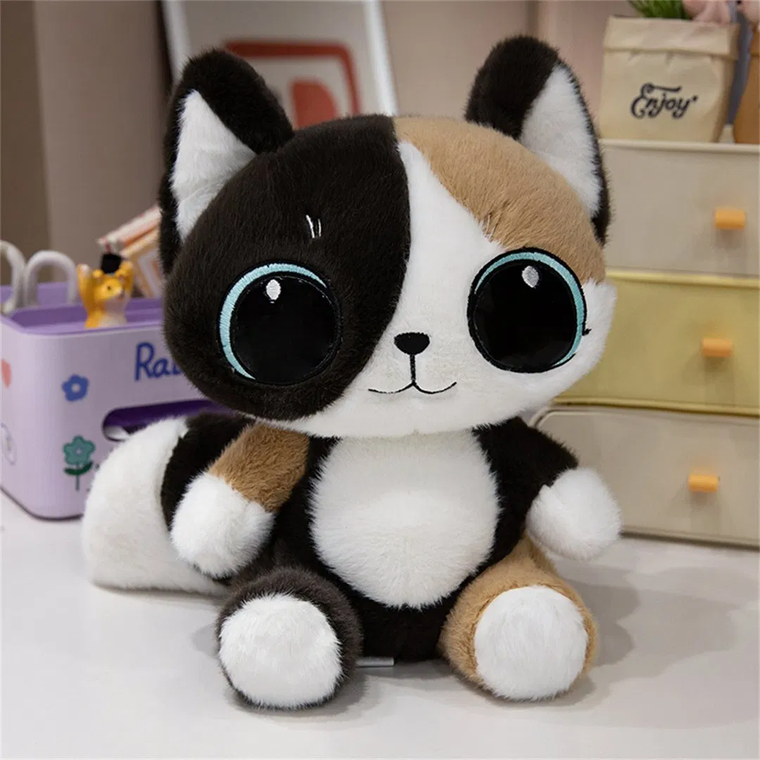 Fluffy Cat Plush Collectible Soft Big Eyes Cute Gift Mascot Toy