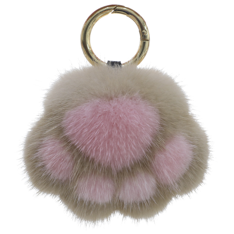 Fluffy Soft Furry Bunny Plush Keychain Stuffed Animal Fur Toy with Pom Pom Ball Accessory for Bag Purse Charm