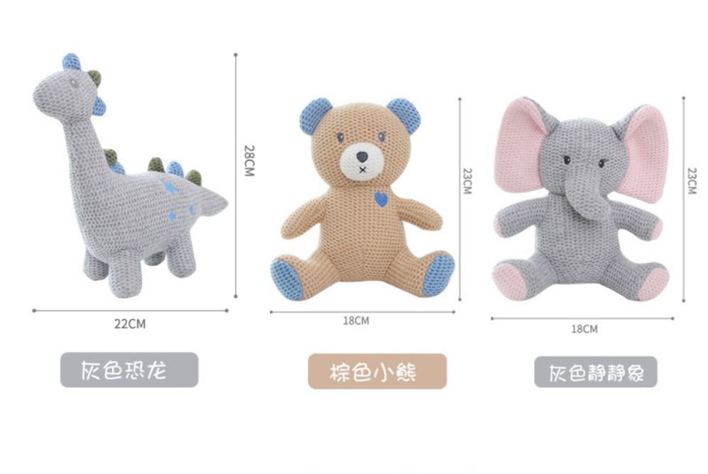 Natural Baby Crochet unicorn Elephant Bear Rabbit Bunny Dinosaur 100% Cotton Handmade Knitted Animal Toy