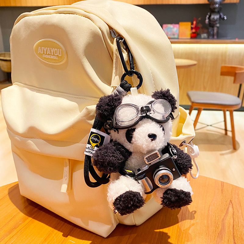 Cute Keychain Cartoon Bear Pendant Soft Plush Toy Material for Student Backpack Decoration Small Gifts Wholesale Merchandise