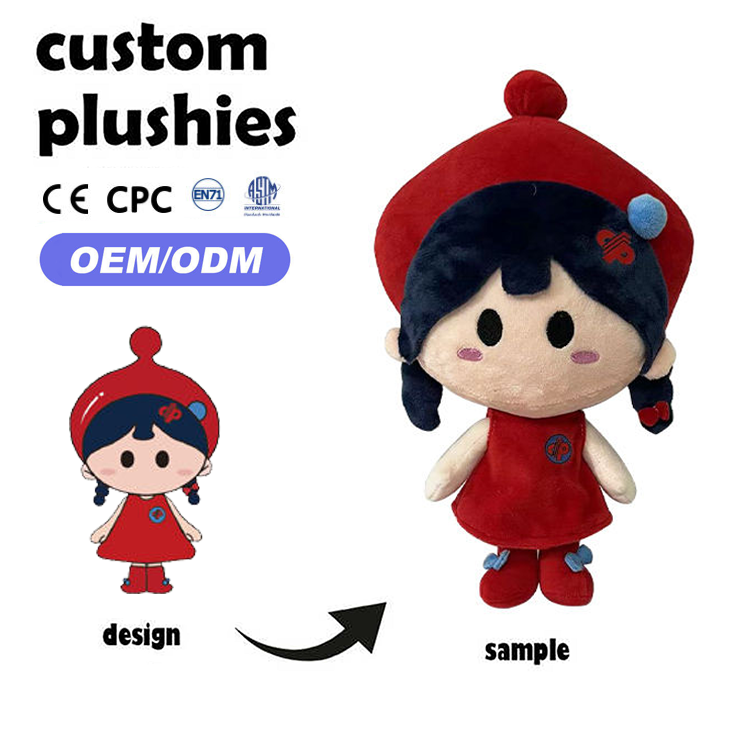 Personalized Soft Anime Plush Dolls Custom Corporate Image Character Stuffed Toys Doll for Brand Gift