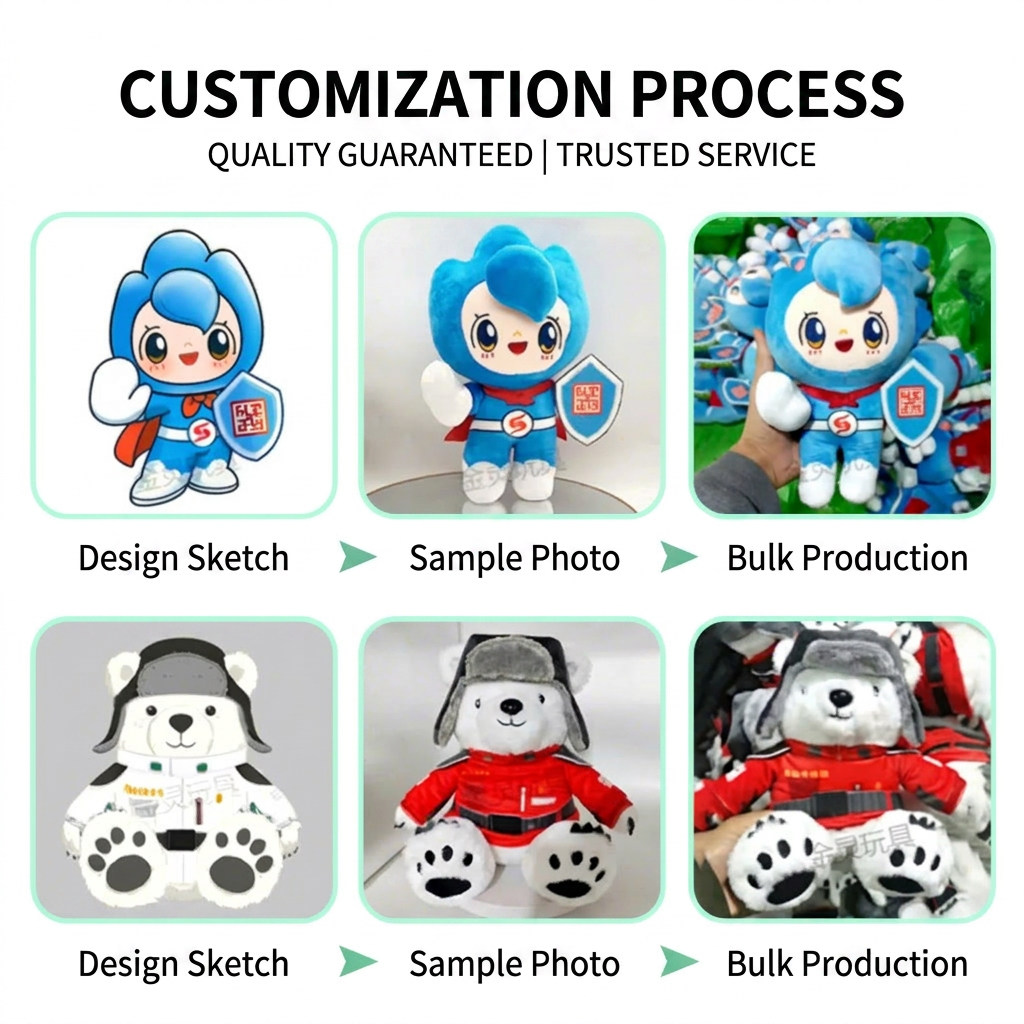 Bespoke Corporate Mascot Plush Doll High Quality Stuffed Animal Customized Character Toy for Business Opening Anniversary