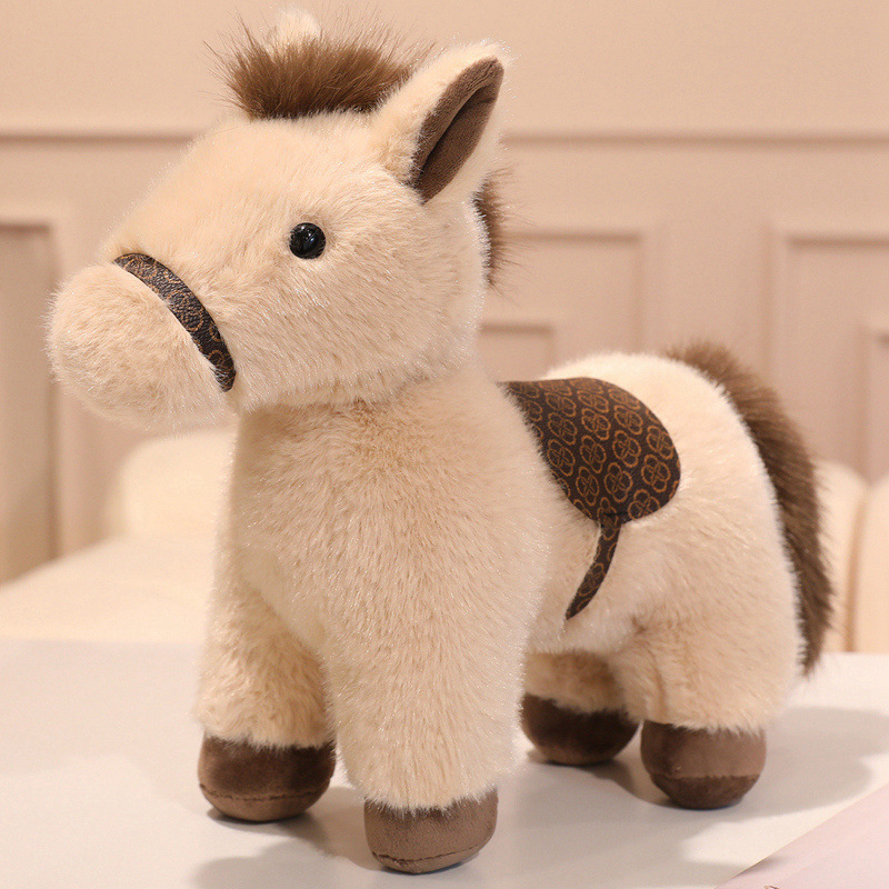Super Soft Cute Pony Plush Toy Doll Year of the Horse Mascot Stuffed Animal Toys for Gift and Home Decoration