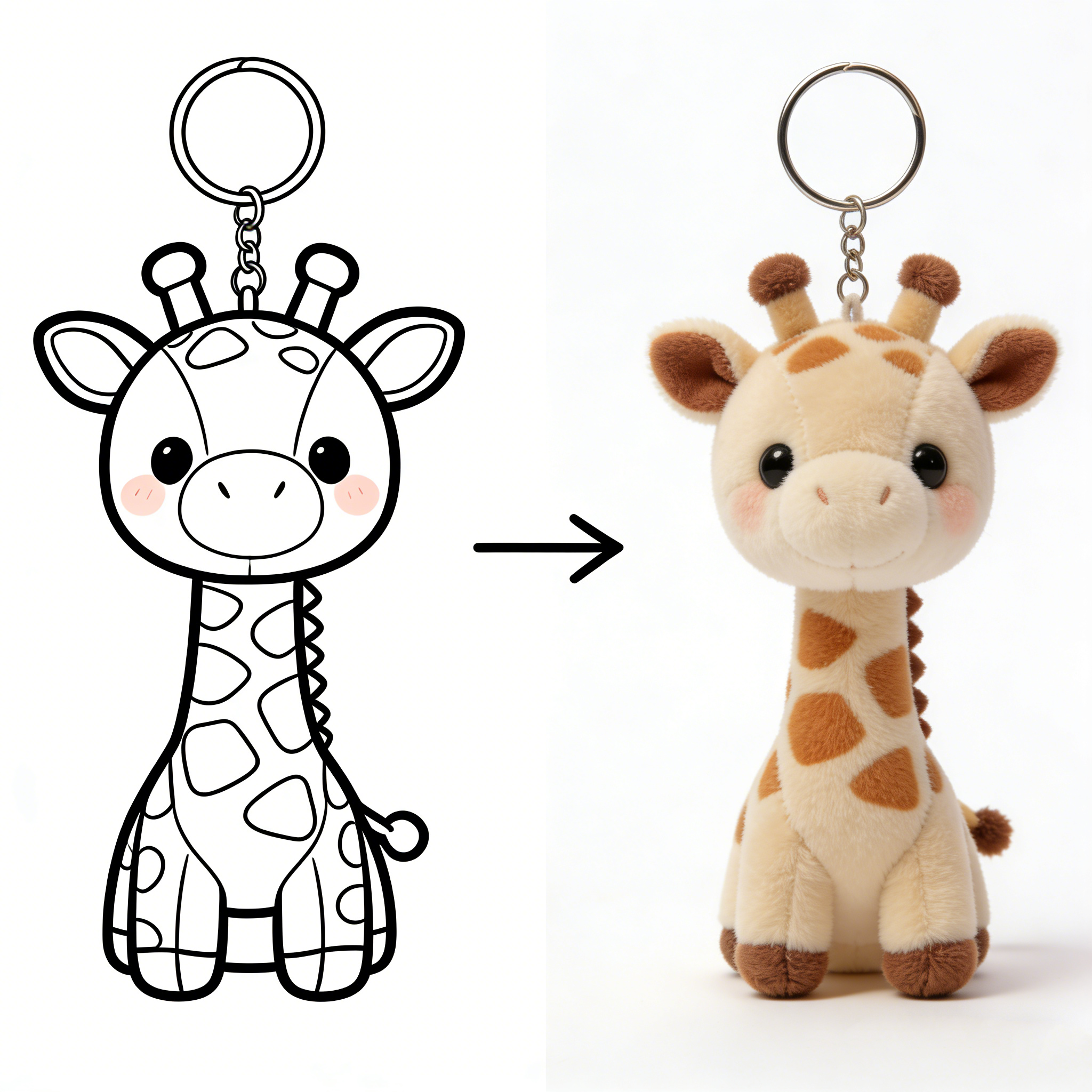 Factory Direct Custom Cotton Plush Giraffe Keychain Doll Transform Your Cartoon Design High Quality Stuffed Mini Stress Relief