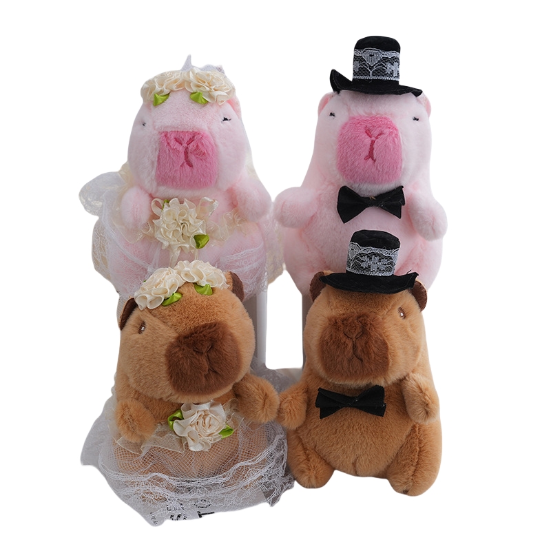 Cute Wedding Dress Capybara Keychain Stuffed Animals Toys