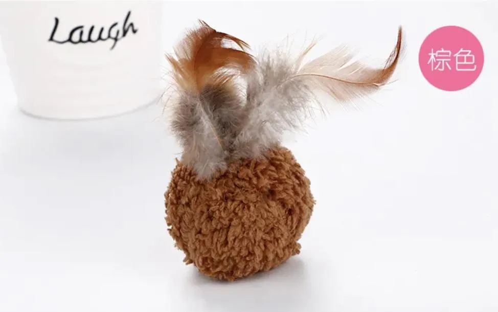 Handmade Cat Ball Feather Plush Pet Cat Toy
