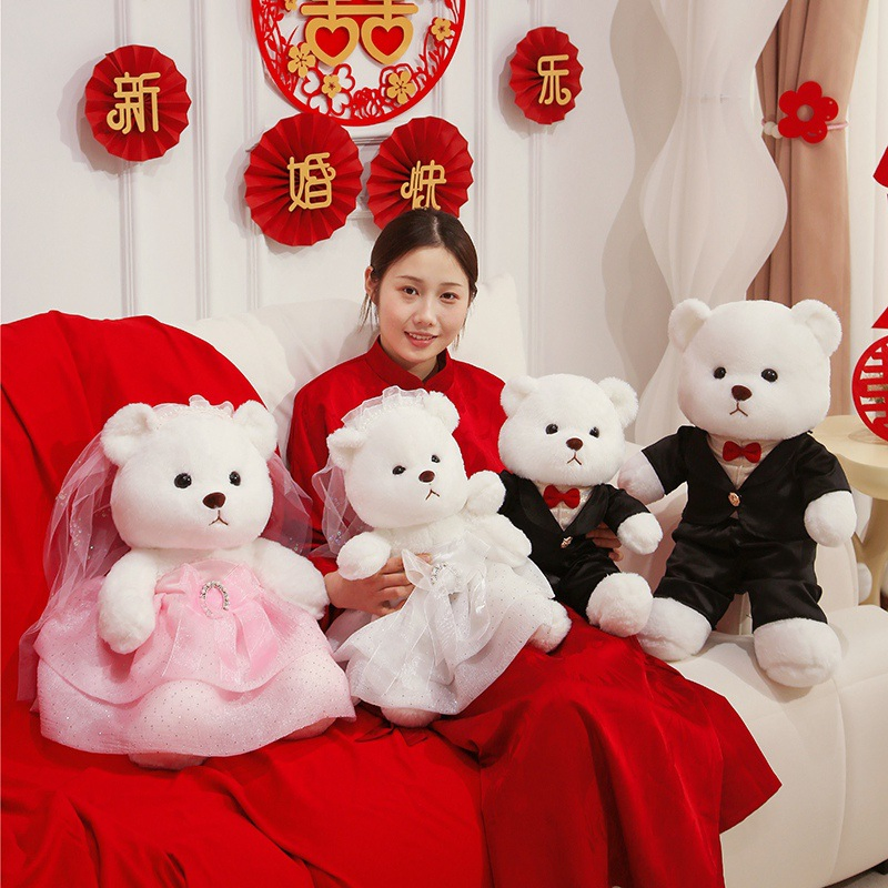 Wholesale Price OEM Manufacturer Personalized Peluche Plushie Collectible 100% Polyester Fabric Super Soft Stuffed Plush Toys Custom Wedding Teddy Bear Factory