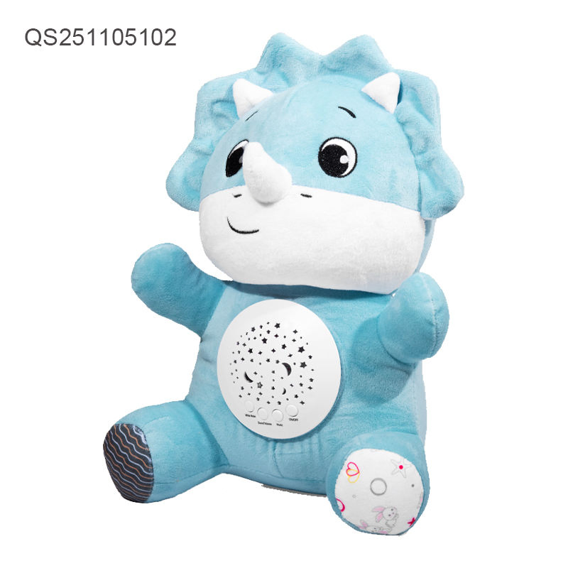 QS New Desiqn Kids Educational Sleep Stuffed Toys Cartoon Colorful Electric Soft Plush Animal Doll Set Toys with Music Light