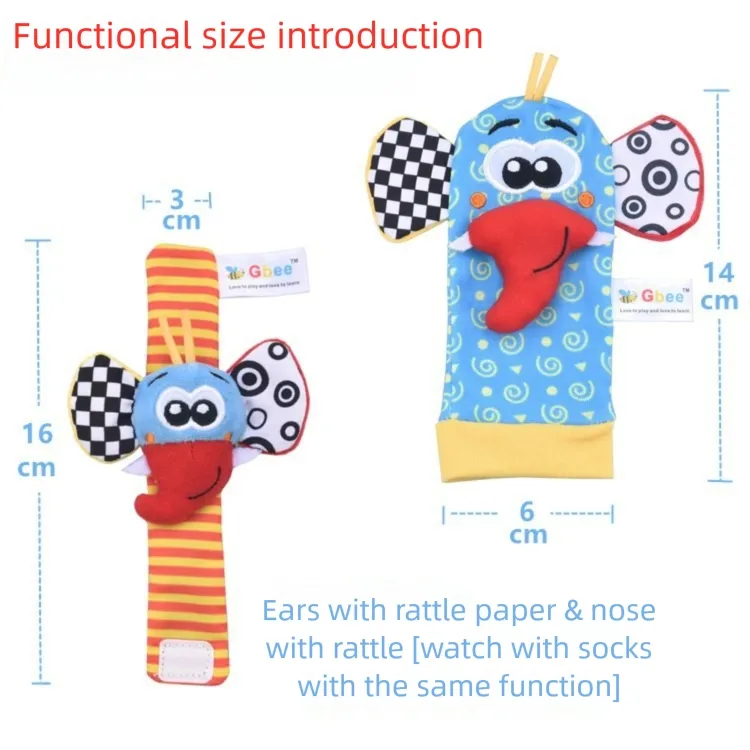 2025 Lion Design Baby Plush Kids Toy Wrist Rattle, Cartoon Toldder Socks Set, Infant Educational Toys