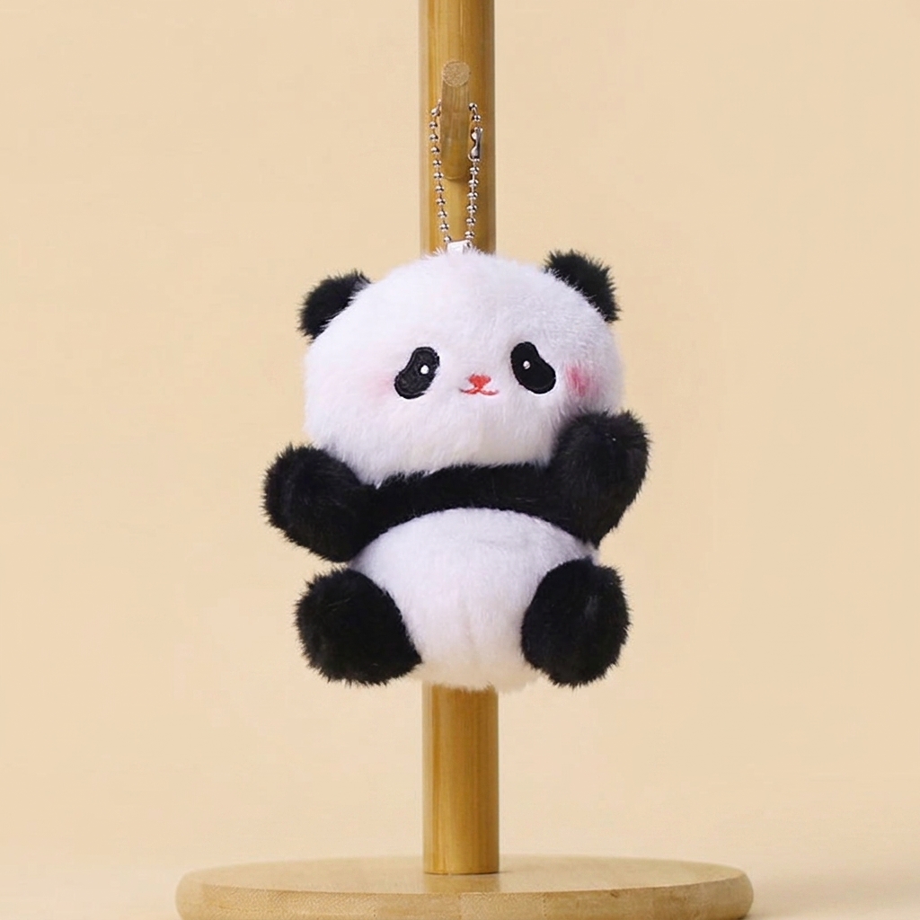 Wholesale Cute Panda Plush Keychain with Rosy Cheeks Soft Stuffed Animal Bag Charm Backpack Pendant Keyring Mini Toy Kid Gift