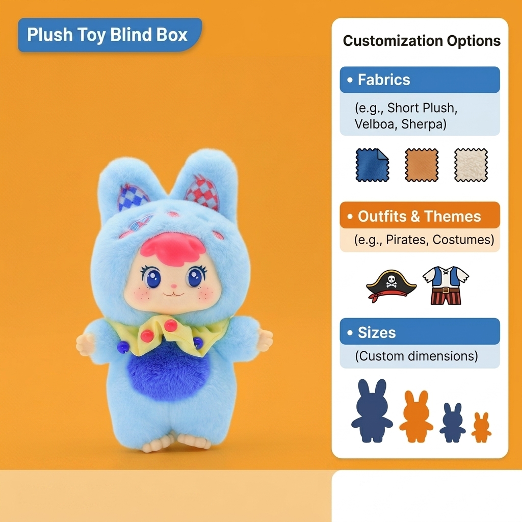 OEM Cute Custom Stuffed Plush Toy Cartoon Soft Plush Gifts for Festival Mystery Blind Box Custom Plush Keychain