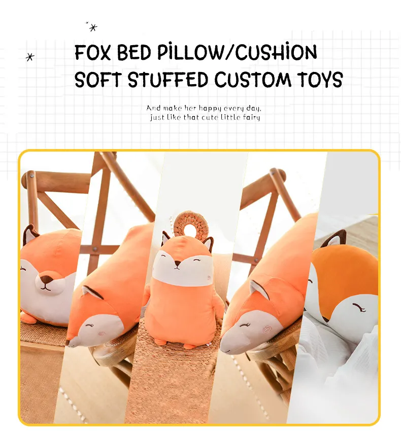 Custom Kids Plush Handmade Cartoon Cute Fox Plush Toy Detail 2