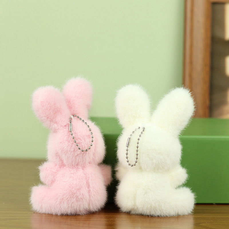 Wholesale Cute Bunny Keychains Custom Design Fluffy Rabbit Plush Toys Stuffed Animal Teddy Bear PP Cotton Promotion Gift