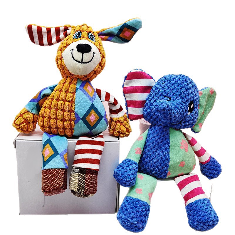 Luxury Eco-Friendly Waterproof Cartoon Style Squeak Plush Chew Toy Cute Interactive Dog Teething-Resistant
