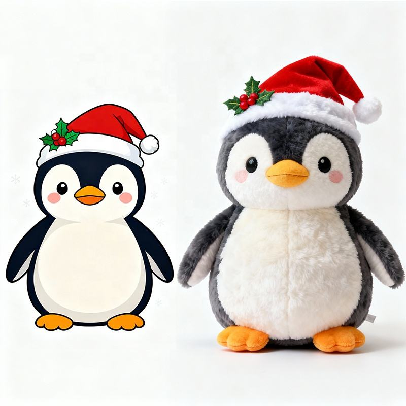 Wholesale Christmas-Themed Cotton Plush Toys Handmade Customizable Little Penguin Stuffed Big Head Toy Customizable Color Size
