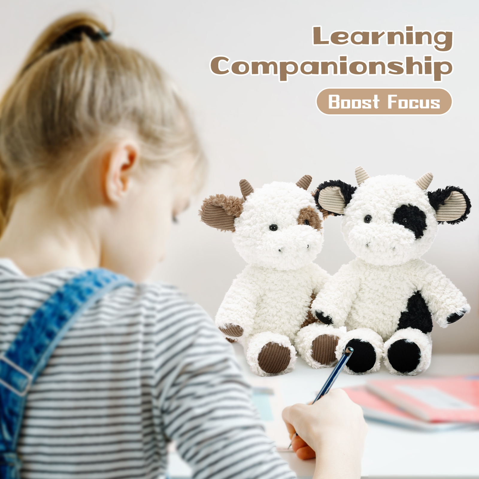 High Quality Baby Super Soft Plush Cow Set 30cm Weighted Beads Kids Calming Sensory Stress Relief Anxiety Sleep Aid Learning