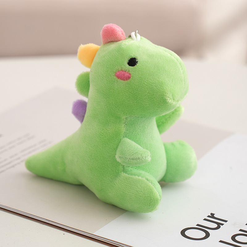 Mini Cartoon 12cm Dinosaur Plush Light Keychain Soft Toy for Kids Gift