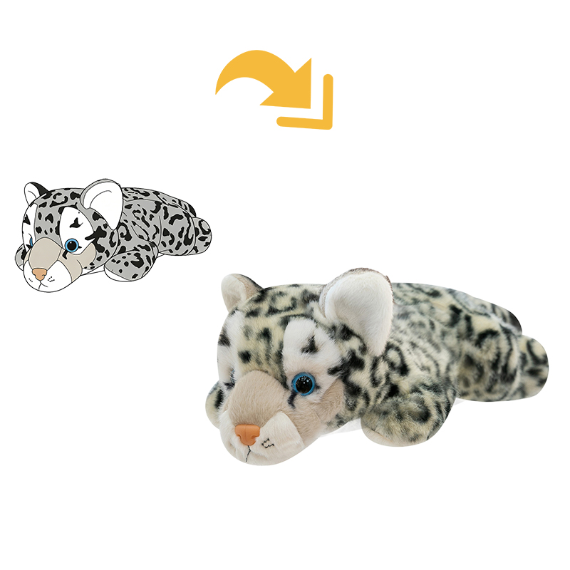 New Plush Simulation Party Style Small Snow Leopard Zoo Animal Toy Bed Decoration Custom Logo ODM OEM Holiday Gift