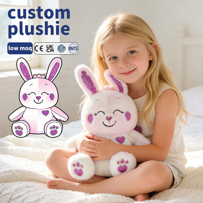 Kawaii Sitting Long Ear Rabbit Plushies Handmade Custom Plush Toy Child's First Easter Gift Bunny Stuffed Animal Toy