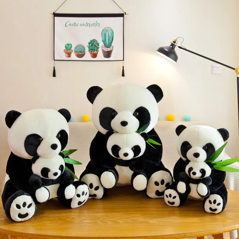 Giant Panda Doll Simulation Mother and Child Panda Plush Toy Doll Logo Custom