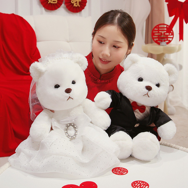 Wholesale Price OEM Manufacturer Personalized Peluche Plushie Collectible 100% Polyester Fabric Super Soft Stuffed Plush Toys Custom Wedding Teddy Bear Factory