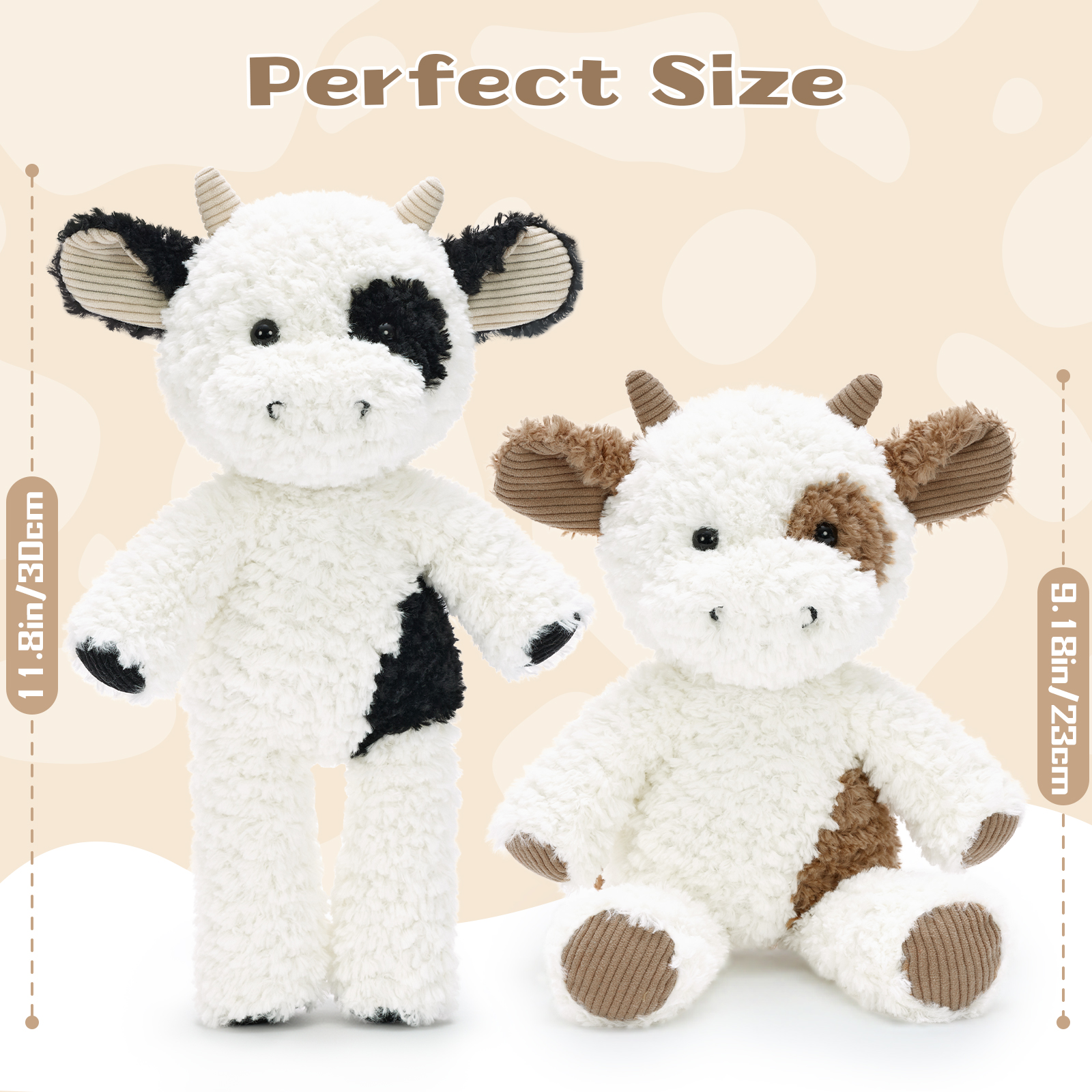 High Quality Baby Super Soft Plush Cow Set 30cm Weighted Beads Kids Calming Sensory Stress Relief Anxiety Sleep Aid Learning
