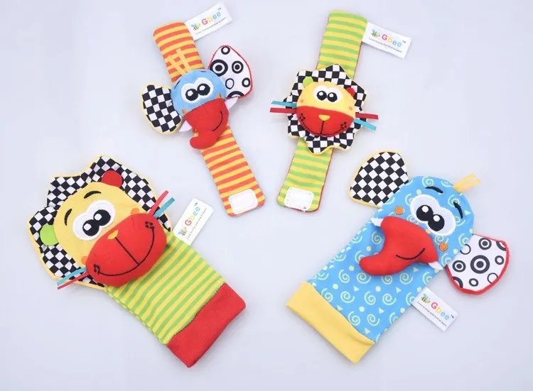 2025 Lion Design Baby Plush Kids Toy Wrist Rattle, Cartoon Toldder Socks Set, Infant Educational Toys