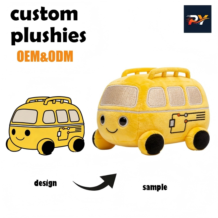 Custom Boys Cotton Mascot Low MOQ CE En71 Certified Soft Bus Educational Plush Toy