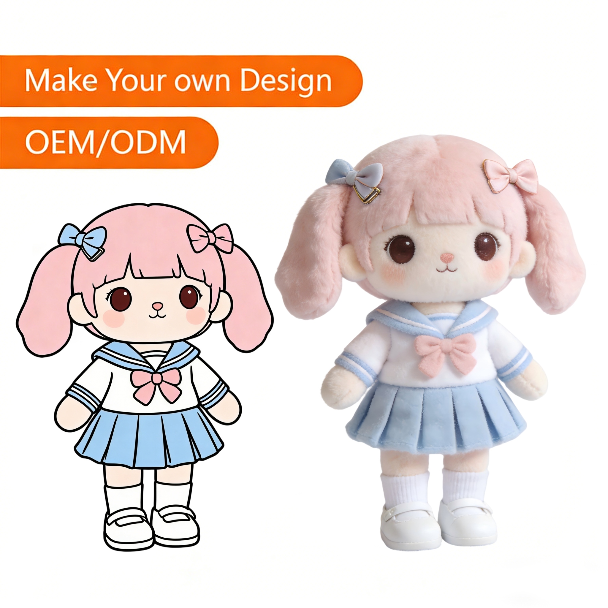 Custom Soft Stuffed Toy Country Style Girl Amusement Park Merchandise Custom Cotton Doll