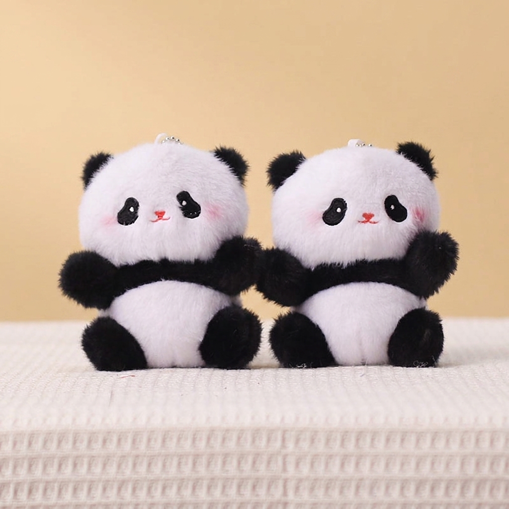 Wholesale Cute Panda Plush Keychain with Rosy Cheeks Soft Stuffed Animal Bag Charm Backpack Pendant Keyring Mini Toy Kid Gift