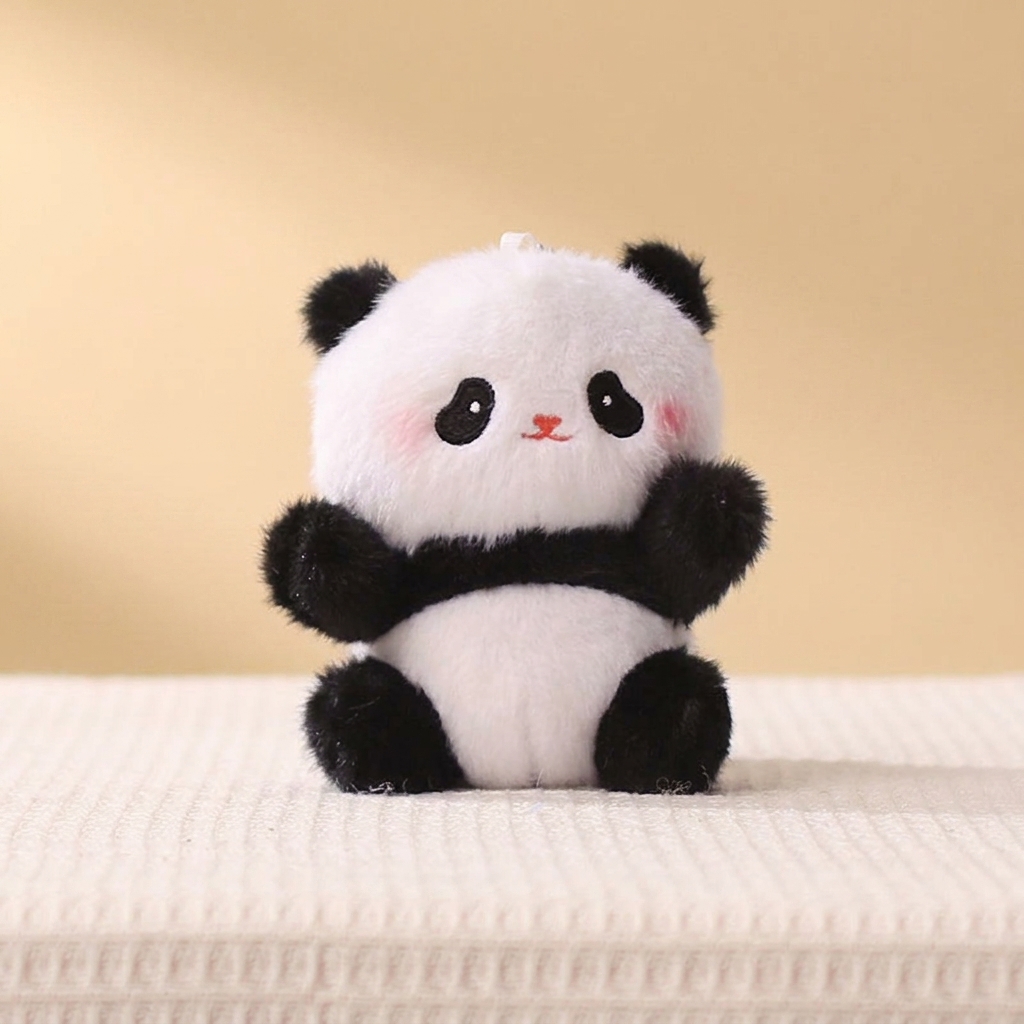 Wholesale Cute Panda Plush Keychain with Rosy Cheeks Soft Stuffed Animal Bag Charm Backpack Pendant Keyring Mini Toy Kid Gift