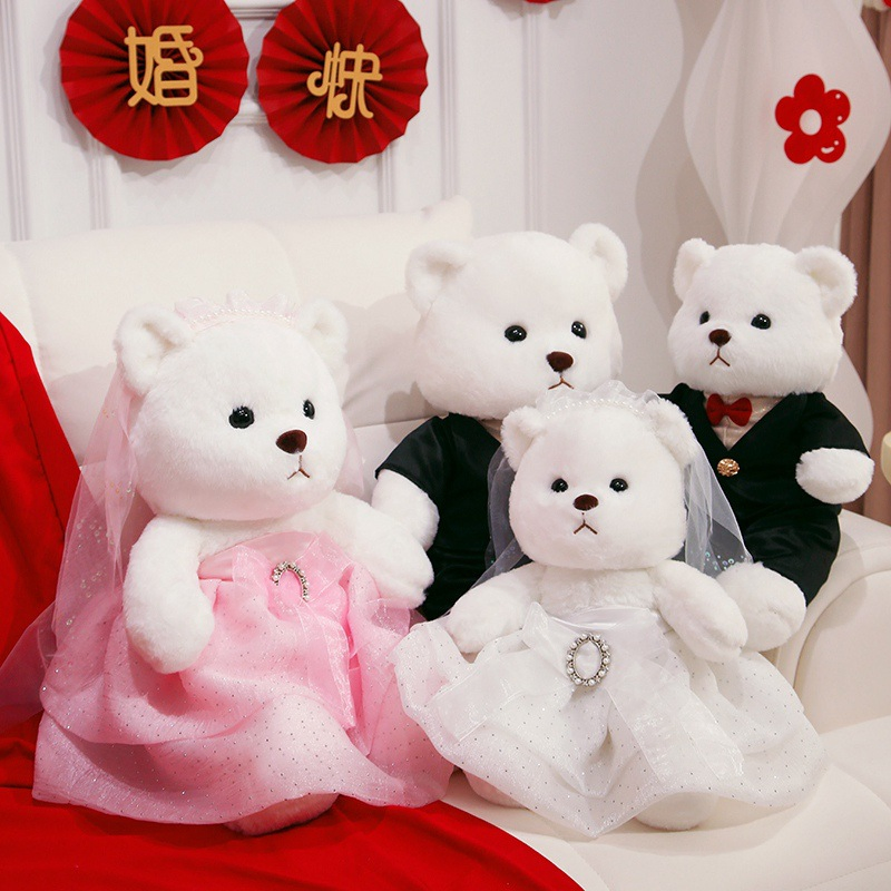 Wholesale Price OEM Manufacturer Personalized Peluche Plushie Collectible 100% Polyester Fabric Super Soft Stuffed Plush Toys Custom Wedding Teddy Bear Factory