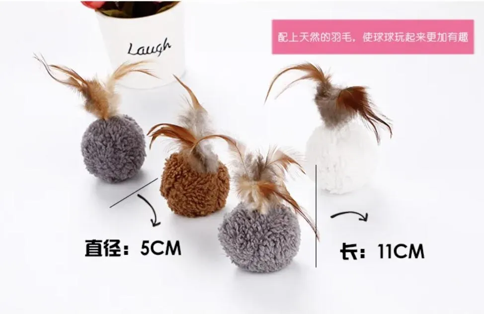 Handmade Cat Ball Feather Plush Pet Cat Toy
