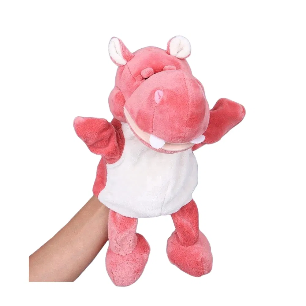 Kids Educational Toy 30cm Pink Hippo Stuffed Plush Cute Animal Hand Puppets