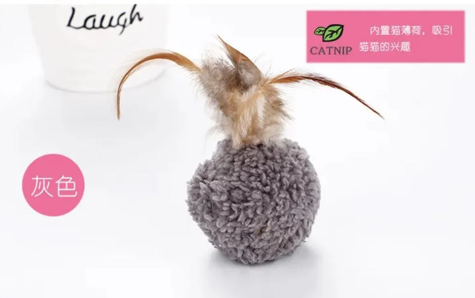 Handmade Cat Ball Feather Plush Pet Cat Toy