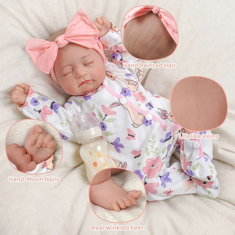 Babeside RTS Reborn Baby Dolls 20 Inch Sleeping Baby Closed Eyes Cloth Body Vinyl Head Soft Toy Girls